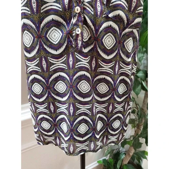 H&M Women's Multicolor 100% Polyester V-Neck Sleeveless Casual Pullover Shirt 10 - Picture 4 of 11